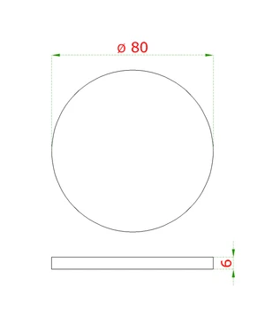 Ukončení ø 80 x 6 mm, broušená nerez AISI 304 - slide 1