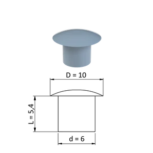 Vnútorná krytka guľatá ø 10 mm, otvor ø 6 mm, sivá, plast - slide 0