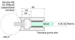 Svorka na trubku ø 42,4 mm, sklo 6 - 10,76 mm, AISI 304 - slide 2