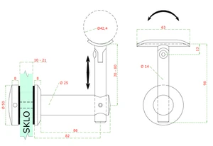 Držiak madla s kĺbom na trubku ø 42,4 mm, brúsená AISI 304 - slide 2