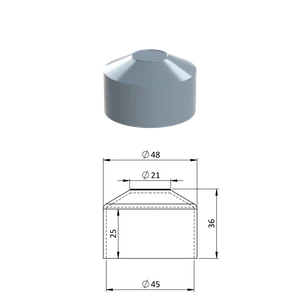 Vonkajšia krytka guľatá ø 45 mm, plastová PE, sivá - slide 0