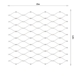 Lanková sieť, 1 x 25 m, oko 60 x 104 mm, ø 2 mm, AISI 316