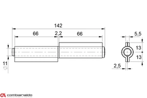 Pánt dvojdielny L = 140 mm - slide 1