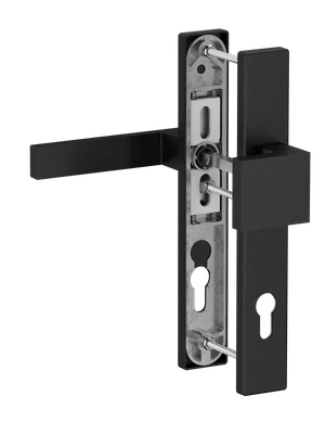 Hliníkový set so štítom kľučka/guľa, čierny brúsený elox - slide 0