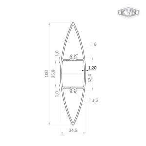 Al profil 100 x 24,5 x 6000 mm, práškový lak, štruktúra RAL 7016 - slide 1
