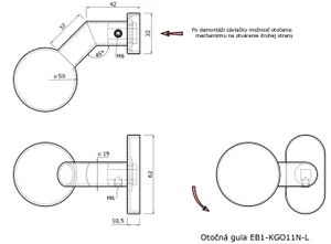 Koule s oválnou rozetou, otočná, levá, broušená nerez AISI304 - slide 1