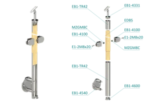 Drevený stĺp, bočné kotvenie, výplň: sklo, priechodný - slide 1