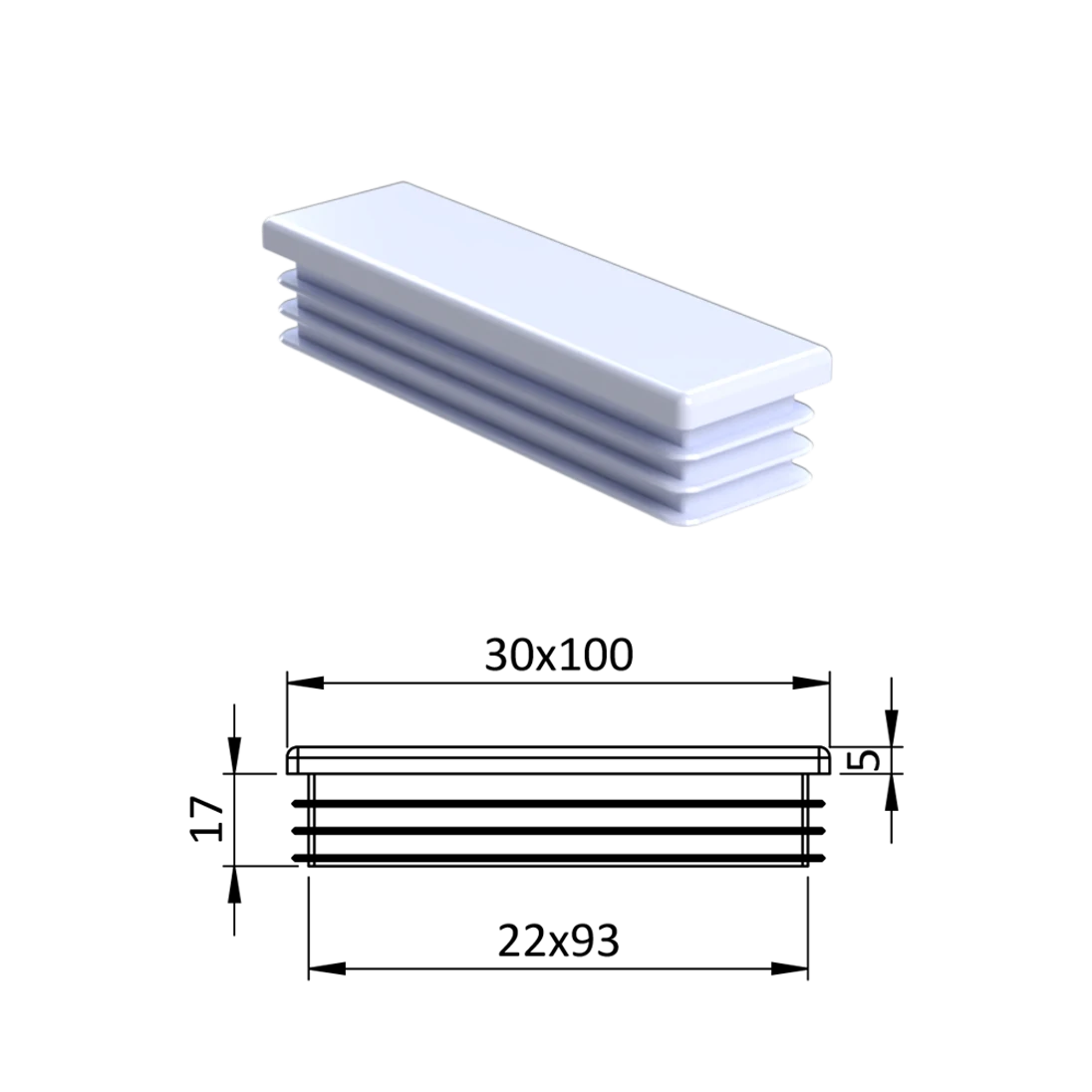 Krytka plastová 30 x 100 mm