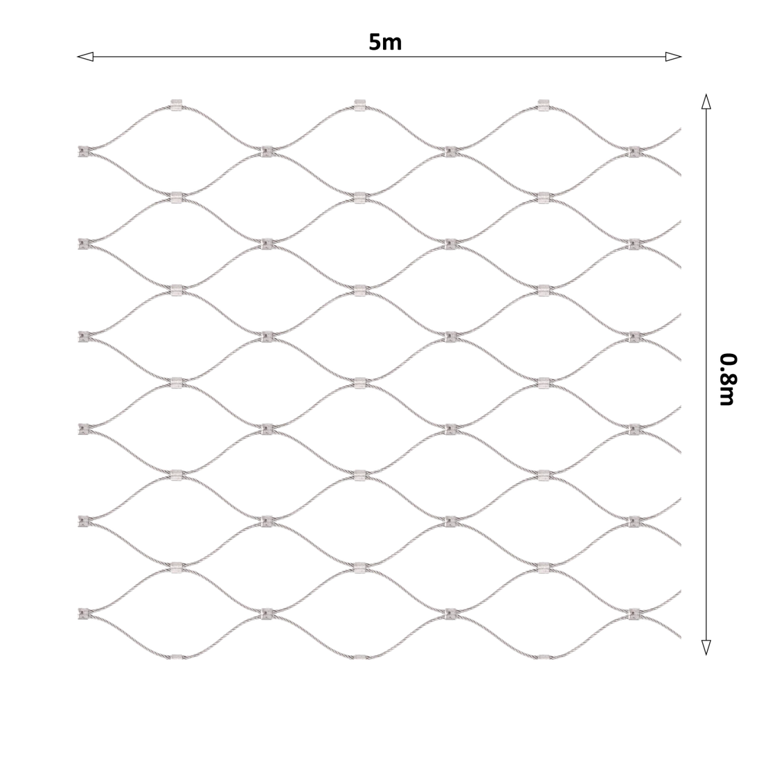 Lanková sieť, 0,8 x 5 m, oko 60 x 104 mm, ø 2 mm, AISI 316