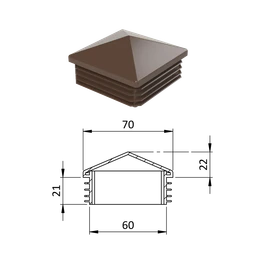 Krytka plastová so strieškou 70 x 70 mm, hnedá