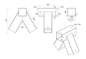 Rohová spojka na hojdačku pre hranol 100x100mm, pozink - slide 3