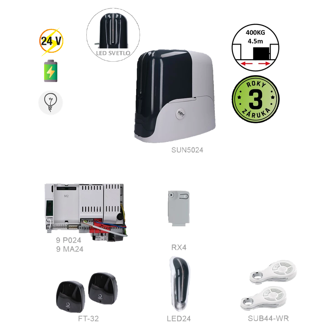 900KSUN5024ER pre posuvnú bránu do 4,5 m/500 kg