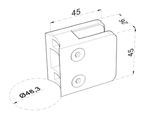 Svorka skla/plechu na trubku ø 48,3 mm, brúsená AISI 304 - slide 1