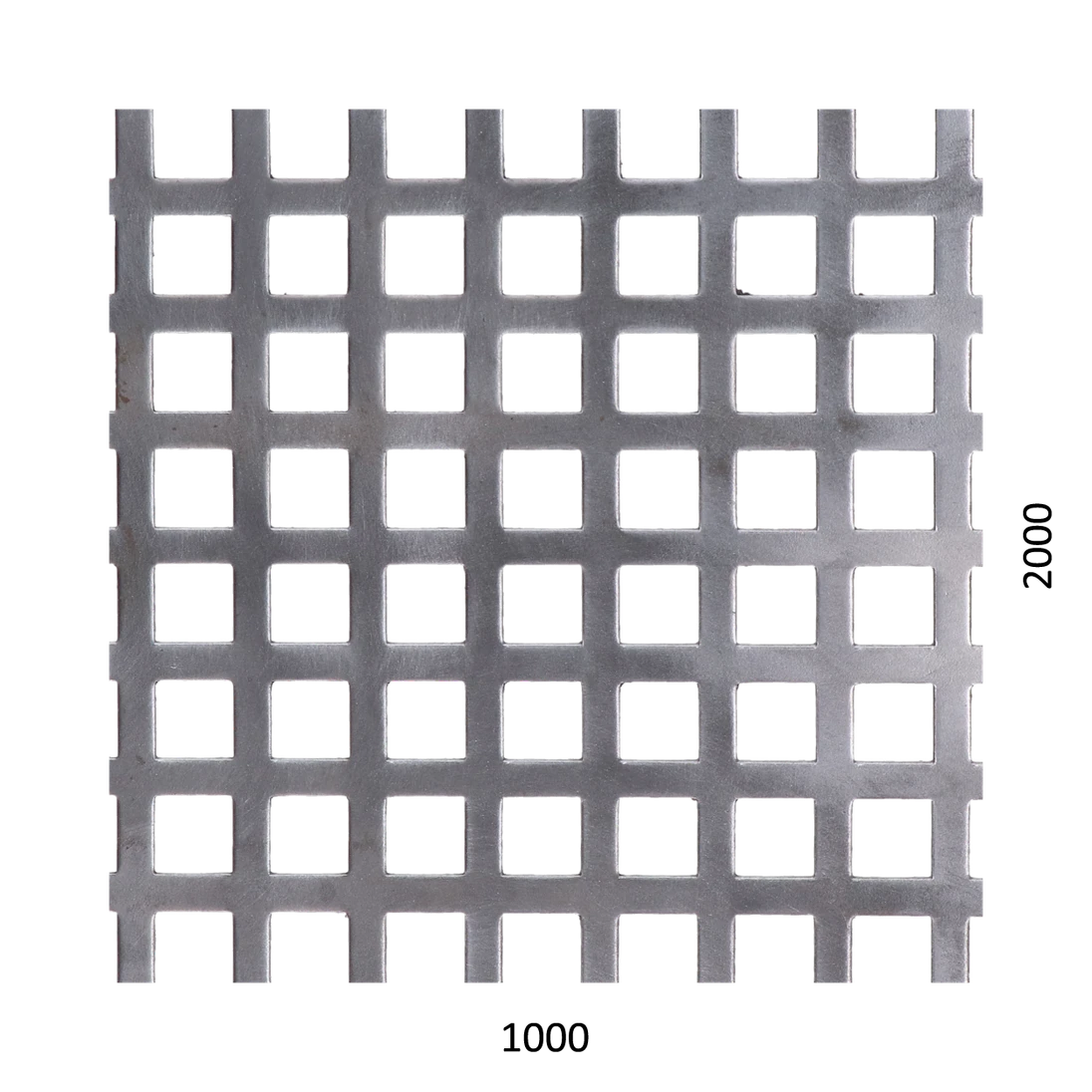 Dierovaný plech Fe t = 1 mm, otvor 10 x 10 mm, rozteč 14 mm