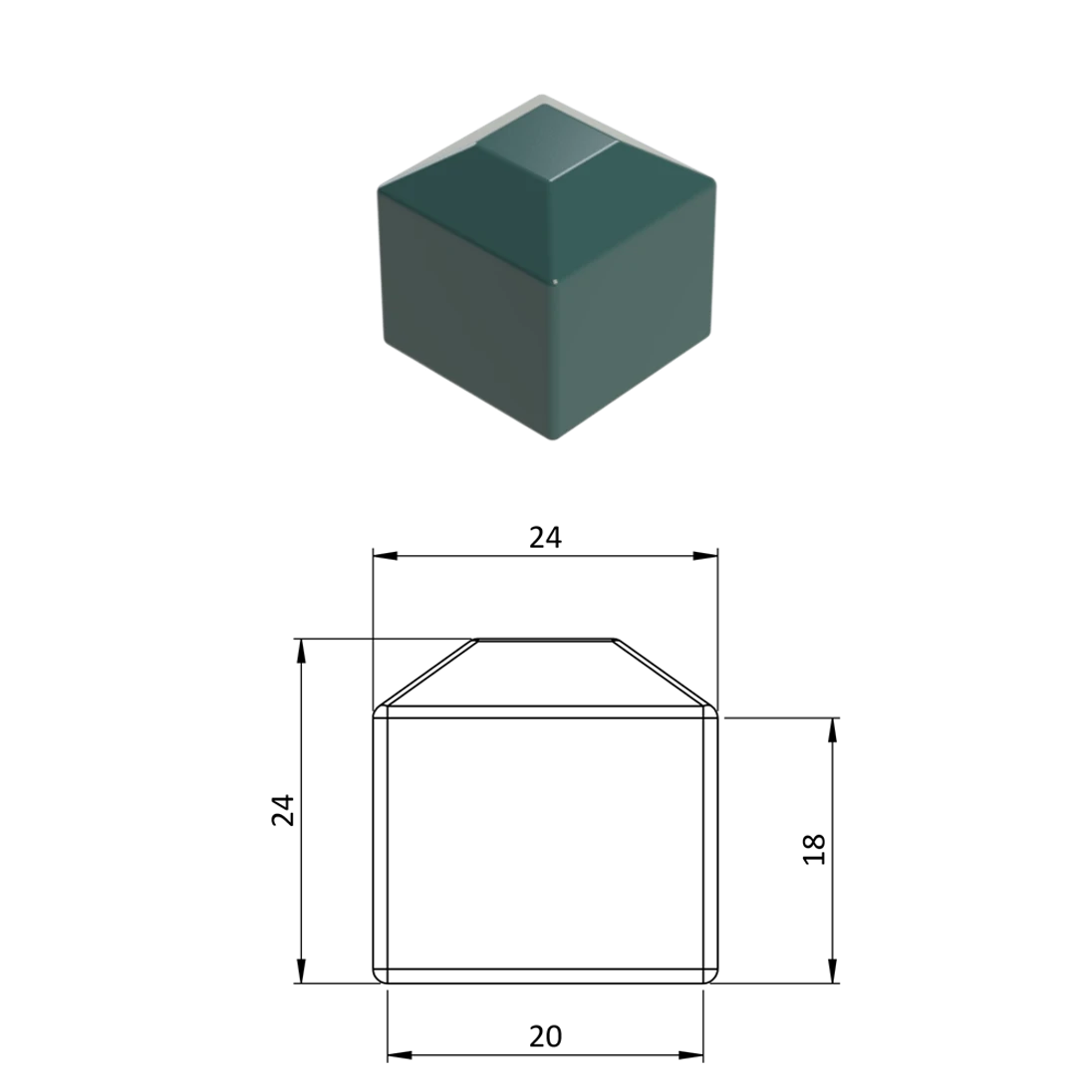 Vonkajšia krytka 20 x 20 mm, plastová PE