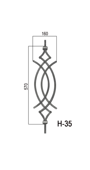 Tyč 12 x 12 x 950 mm, ornament nýtovaný 570 x 165 mm - slide 5