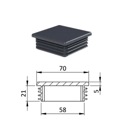 Krytka plastová 70 x 70 mm, antracit