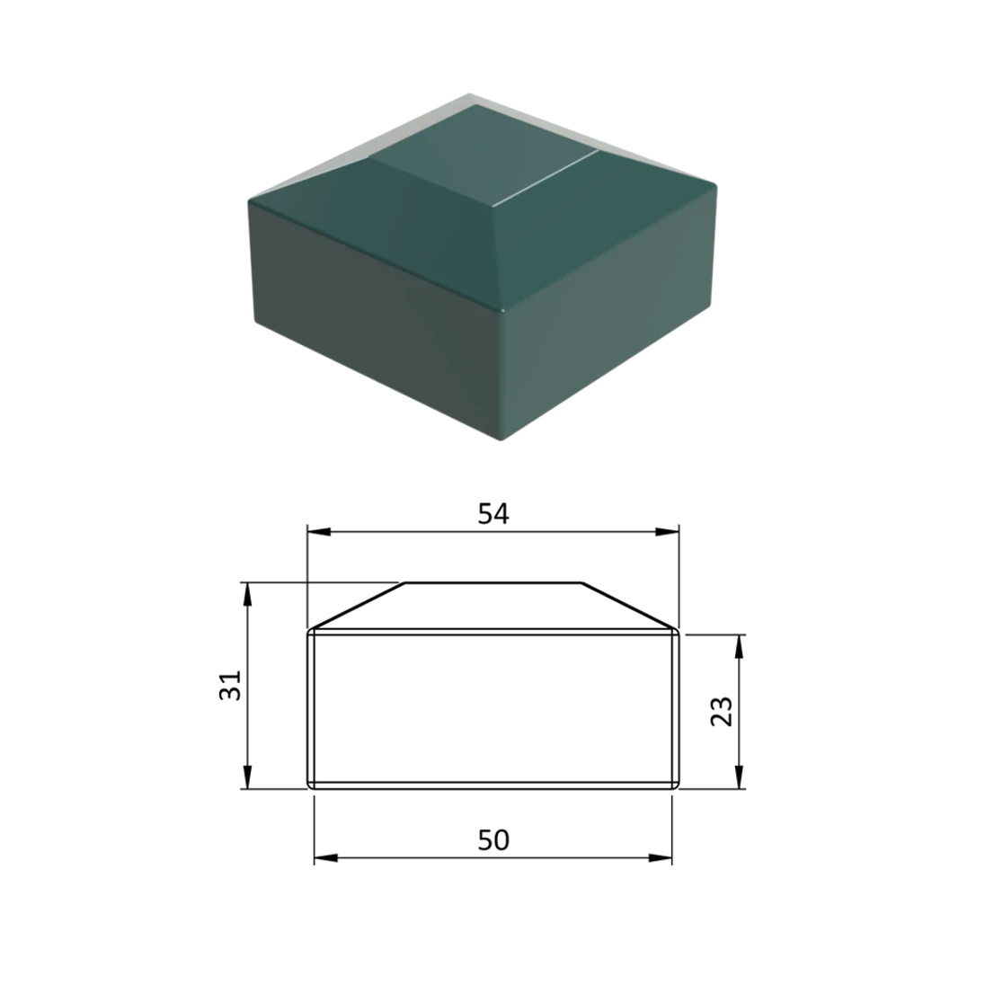 Vonkajšia krytka 50 x 50 mm, plastová PE