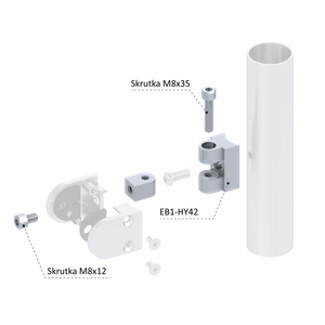 Nastaviteľný záves 0-90° na ø 42,4 mm, brúsená AISI 304 - slide 2