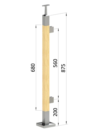 Dřevěný sloup, vrchní kotvení, výplň: sklo, pravý - slide 0