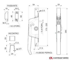 Uzatvárací pákový systém L = 265 mm pre tyč 14 x 14 mm - slide 1