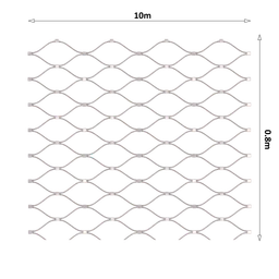 Lanková sieť, 0,8 x 10 m, oko 60 x 104 mm, ø 3 mm, AISI 316