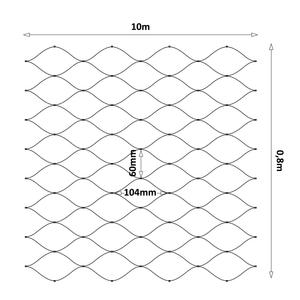 Čierna lanková sieť, 0,8 x 10 m, oko 60 x 104 mm, ø 2 mm, AISI 304 - slide 0