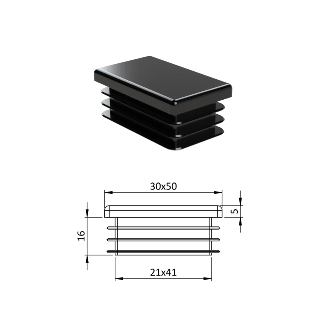 Krytka plastová 30 x 50 mm