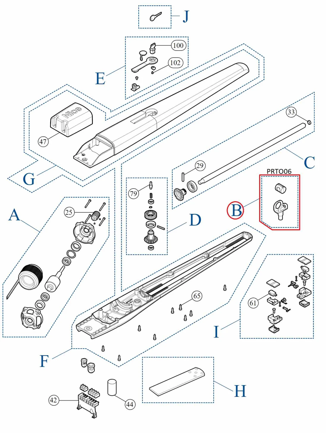 PRTO06 vidlička s maticou 5závit pre WG4024/TOONA rady 4/5/7