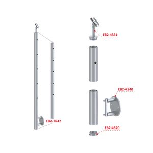 Nerezový sloup, boční kotvení, 5děrový koncový, pravý - slide 2