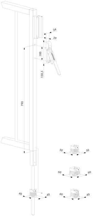 SUBY rígeľ pre krídlové brány, pre profily 40 - 60 mm - slide 1
