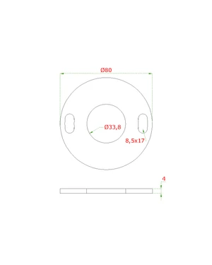 Kotviaca platňa ø 80 mm na trubku ø 33,7 mm, AISI 304 - slide 1
