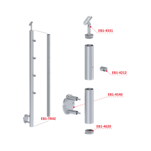 Nerezový sloup, boční kotvení, 4řadový průchozí - slide 2