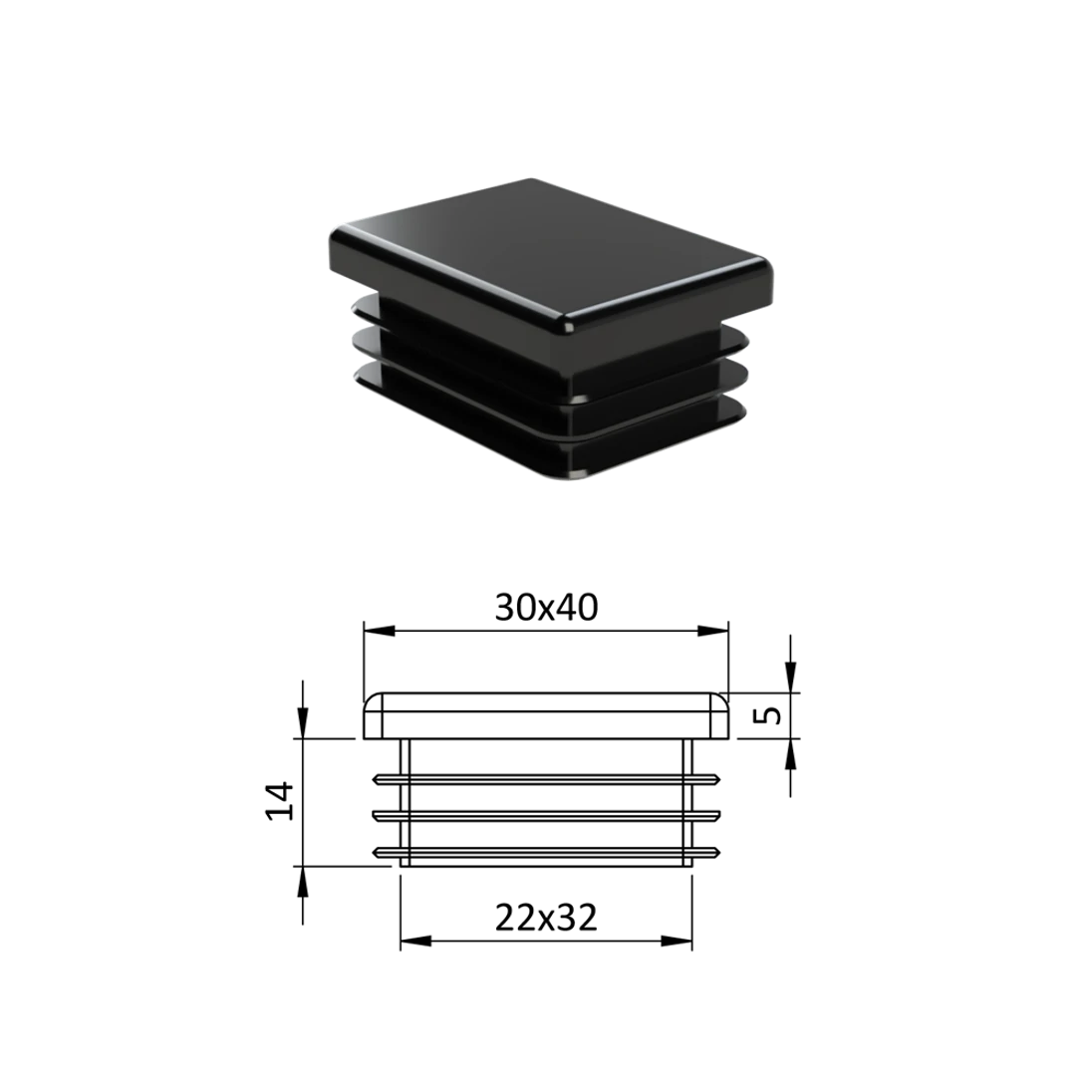 Krytka plastová 30 x 40 mm