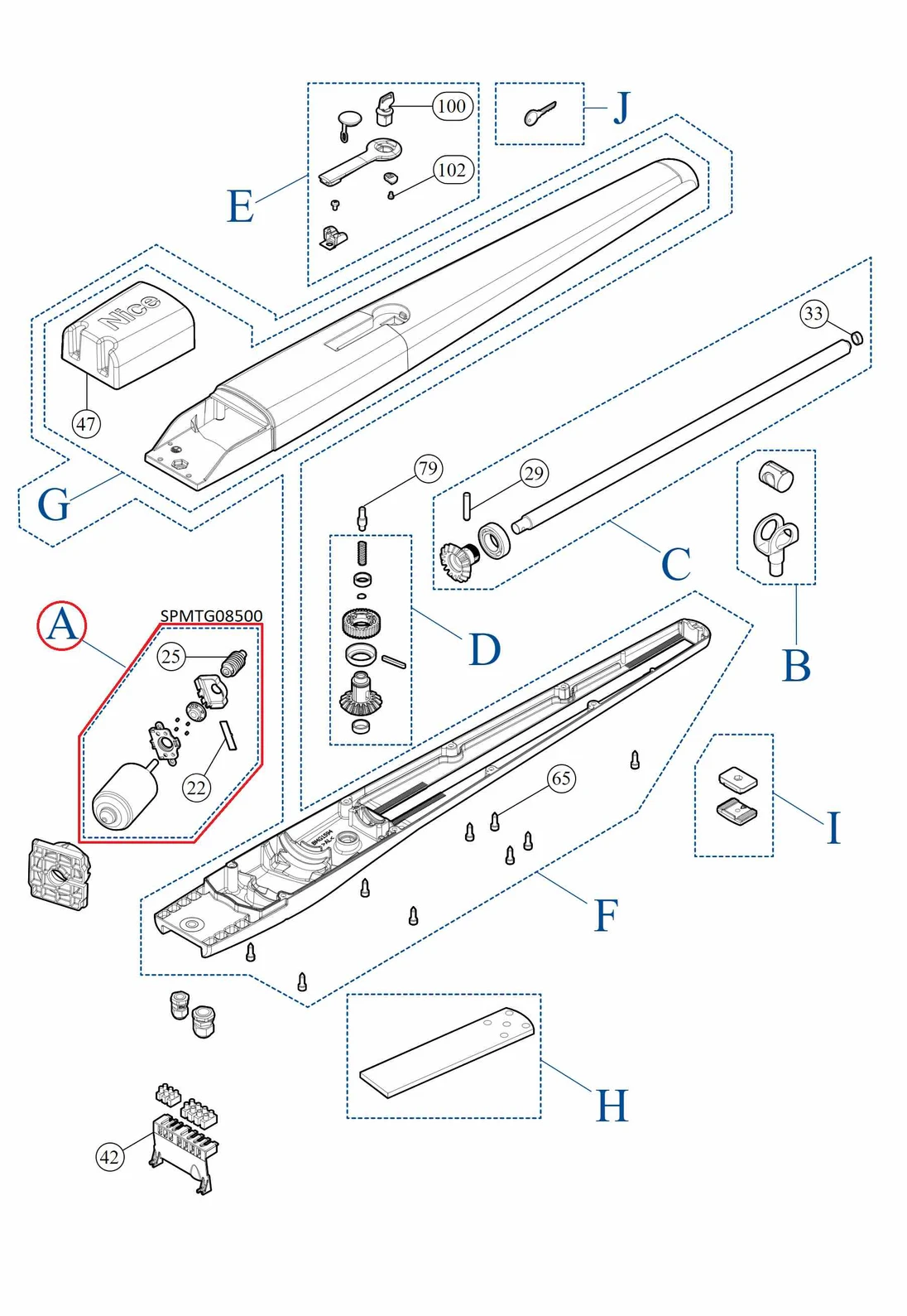 SPMTG08500 motorček + držiak a slimák pre TOONA 24 V