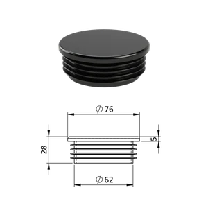 Vnútorná krytka guľatá ø 76 mm, plastová, čierna - slide 0