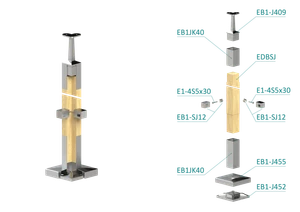 Drevený stĺp, vrchné kotvenie, 4-radový rohový: 90° - slide 1