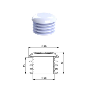 Vnútorná krytka guľatá ø 28 mm, plastová, biela - slide 0