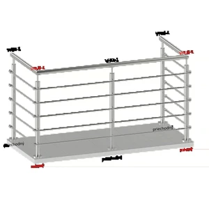 Nerezový stĺp, vrchné kotvenie, 5-radový rohový: 90° - slide 1