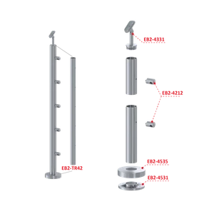 Nerezový stĺp, vrchné kotvenie, 5-radový priechodný - slide 1