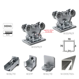 Samonos do 300 kg/4,5 m, profil s otvory 70 x 70 x 4 mm, Zn