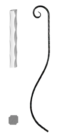 Tyč 12 x 12 mm, 1000 x 160 mm