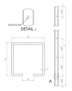 Samonos do 300 kg, dierovaný profil 70 x 70 x 6000 mm, Zn - slide 5