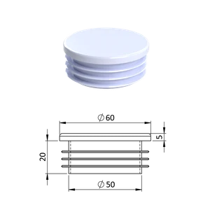 Vnútorná krytka guľatá ø 60 mm plastová, biela - slide 0