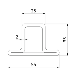 Uzavřený profil T 55 x 34 x 25 x 2 x 6000 mm, S235, hladký - slide 1