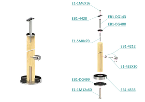 Dřevěný sloup, vrchní kotvení, 4řady, průchozí - slide 2