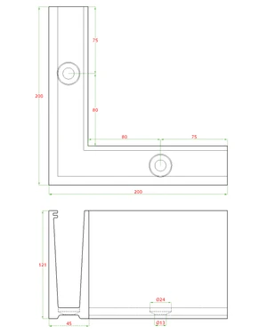 Rohová spojka so spodným kotvením - slide 1