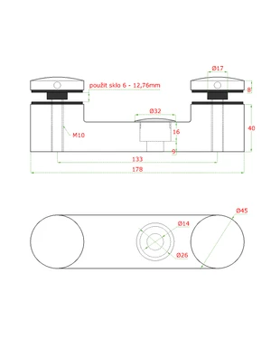Bodové kotvenie pre sklo 6 - 12,76 mm, dve svorky, AISI 304 - slide 2