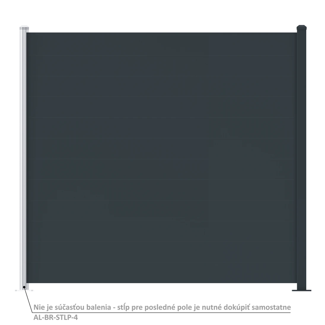 Plotové pole, hliníkové, šírkovo nastaviteľné, 2000 x 1749 mm