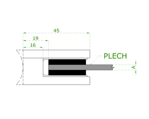 Svorka skla/plechu na jokel 40 x 40 mm, AISI 304, čierna - slide 3